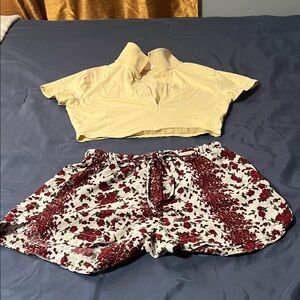 UK2LA Light Yellow Polo Crop Top